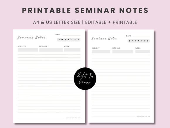 Download Printable Seminar Notes Pages Template - Seminar Collection